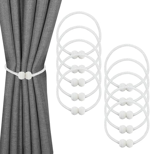 TYSM-CC 10 Stücke Vorhang Raffhalter,Perle Kugel Vorhang Clips Seil,Holdback Mode Vorhang Halter Schnallen für Zuhause, Büro, Hotel(Weiß) von TYSM-CC