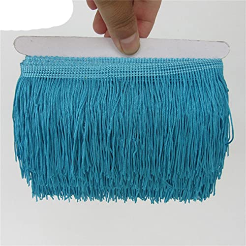 1 Yard 10 cm Breite Spitze Fransen Trim Quaste Fransen Trimmen Für DIY Latin Kleid Bühnenkleidung Zubehör Spitze Ribbon-Lake Blue von TYUTEQN