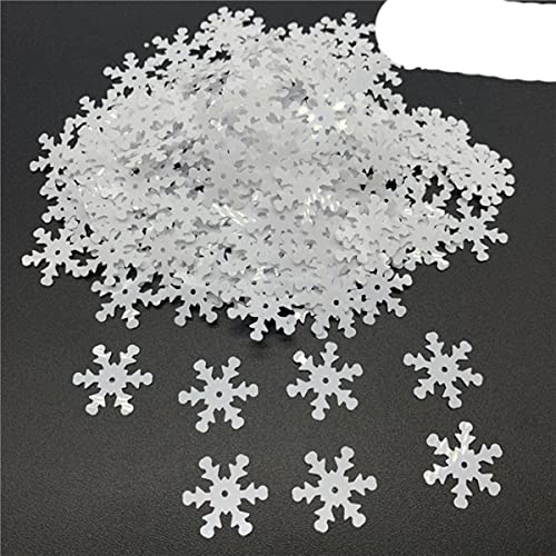 15mm 20mm 25mm Weiß PVC Flache Weihnachten Schneeflocken Pailletten Pailletten Nähen Hochzeit Handwerk Zubehör DIY Anhänger Paillettenbesatz-20mm 200 Stück von TYUTEQN