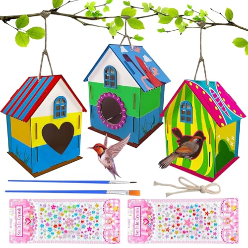 TYXHXTF 3 Stück Vogelhaus Bausatz Kinder, Holz Vogelhaus Machen Set, Vogelhaus Bausatz Für Kinder, Vogelhaus Holz, Geschenke für Jungen, Mädchen Kleinkinder Spielzeug von TYXHXTF