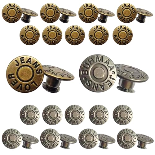 TYXHXTF 30 Stück Jeans Knöpfe Ohne Nähen, 17mm Button Pins, Hosenknöpfe Zum Stecken, DIY Jeansknopf, Hosen Enger Machen, zum Erweitern oder Reduzieren der Hosengröße von TYXHXTF