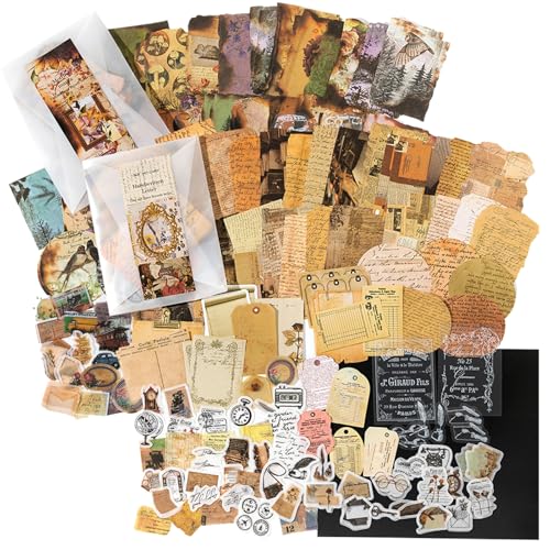 TYXHXTF 400 Stück Scrapbooking Sticker Set, Vintage Washi Aufkleber Set, Ästhetische Aufkleber für DIY Scrapbooking Reisetagebuch Scrapbook Zubehör Bullet Journal Bastelarbeiten von TYXHXTF