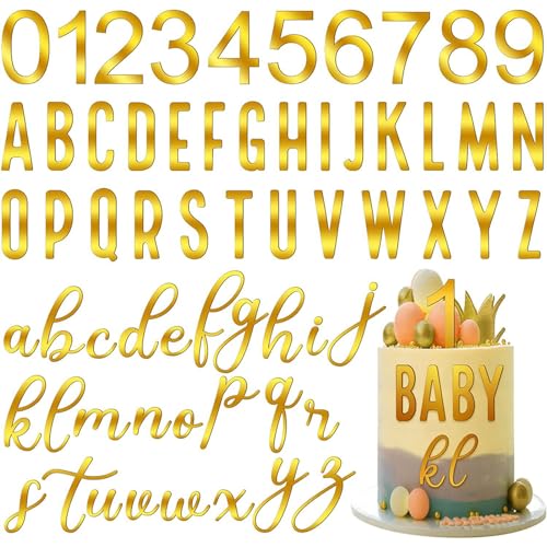 TYXHXTF Gold Torten Deko, Cake Topper, Buchstaben Deko Torte Gold, Kuchen Buchstaben Deko Acrylic, Happy Birthday Cake Topper, A-Z Tortendeko Set, für Feier Geburtsta Hochzeit Jubiläum Party von TYXHXTF