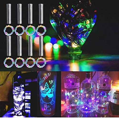 TYXSHIYE 8PCS Korken mit LED Lichterkette Bunt, 2M/78.74in 20LED Flaschenlichter AA Batterie, Immer beleuchten, Weinflaschen Korkenlicht Flaschenlicht für Party Hochzeit Weihnachten von TYXSHIYE