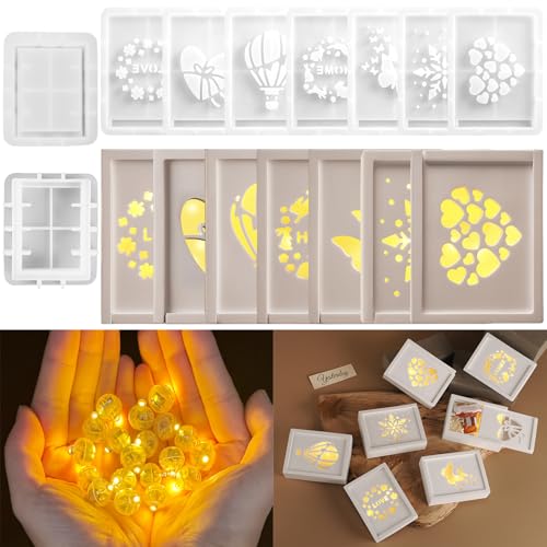 TZEKING Silikonformen Gießformen Ostern,9 Stück Silikonform Ostern +20 Stück LED Ballons Lichter,Gipsformen zum Gießen,DIY Hasenform für Ostern,Geschenkbox Gips Zum Gießen DIY Geschenkbox mit Deckel von TZEKING