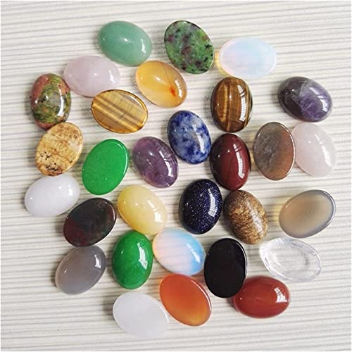 Naturstein-Cabochon, Naturstein, 13 x 18 mm, gemischte Perlen for Schmuckherstellung, modisches Cab, Cabochon-Ring-Zubehör, 50 Stück, ohne Loch (Farbe: 7) DINZHHENGYIN(7) von TZNLTPFY