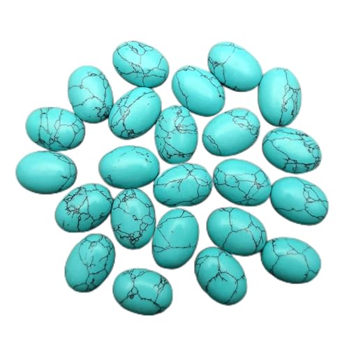 Naturstein-Cabochon, Naturstein, 13 x 18 mm, gemischte Perlen for Schmuckherstellung, modisches Cab, Cabochon-Ring-Zubehör, 50 Stück, ohne Loch (Farbe: 7) DINZHHENGYIN(Turquoise) von TZNLTPFY