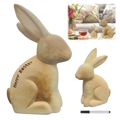 TZQFROCE 2 Stück Osterdeko Holz Hase Aufsteller Ostern Hase Osterhasen Deko Holz Osterhasen Figuren Holz für Ostern Osterdekoration für Draußen Tischdekoration Garten Ostern Dekoration von TZQFROCE