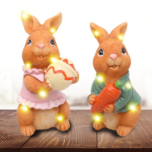 TZQFROCE 2 Stück Osterhasen Figuren Mini Osterhasen Figuren Hase Figuren Osterhase Deko Ornament für Ostern Tisch Garten Frühling Deko Geburtstagsgeschenk und Partybedarf von TZQFROCE