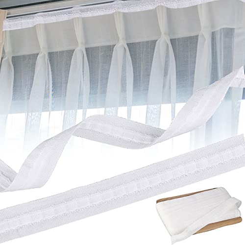 TZQFROCE Gardinenband Kräuselband 30 m x 2.5 cm Vorhangband Polyester Gardinen Kräuselbandn Gardinenband zum Aufnähen Kräuselband zum Aufnähen für Wohnzimmer Schlafzimmer - Weiß von TZQFROCE