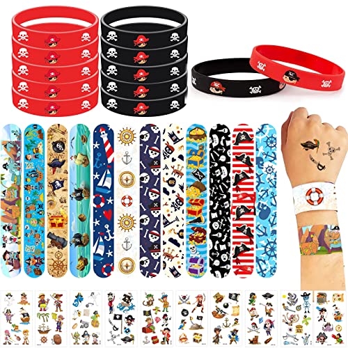 TZQFROCE Piraten Kindergeburtstag Set 34 Stück Piraten Schnapparmband Piraten Tattoo Aufkleber Piraten Geburtstag Deko Piraten Party Mitgebsel für Kindergeburtstag Geschenke von TZQFROCE