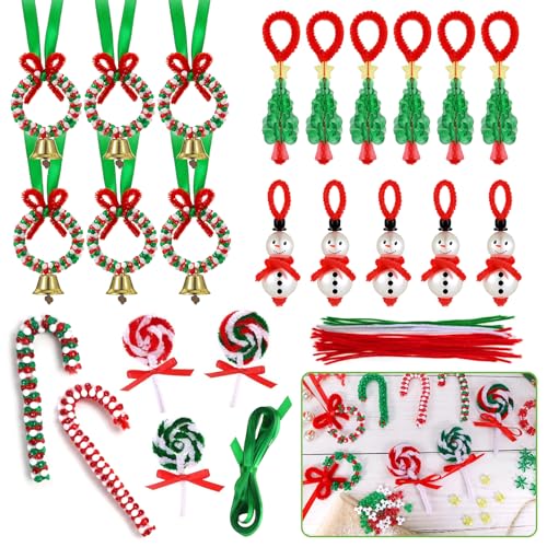 TZQFROCE Perlen Weihnachten Basteln Bastelset Weihnachten Zuckerstange Weihnachtsdreieck Perlen DIY Weihnachtskranzperlen Weihnachten Basteln für Kranz DIY Handwerk Dekor von TZQFROCE