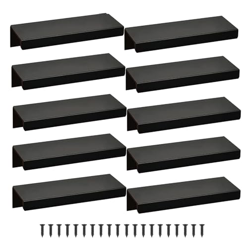 TZYYAO 10er Versteckte Möbelgriff, Schublade Griffe, 80mm 120mm 150mm 200mm 400mm 600mm Versteckte Küche Schrank Griffe, Moderne Möbel Hardware, Schwarz,400mm/15.7in von TZYYAO