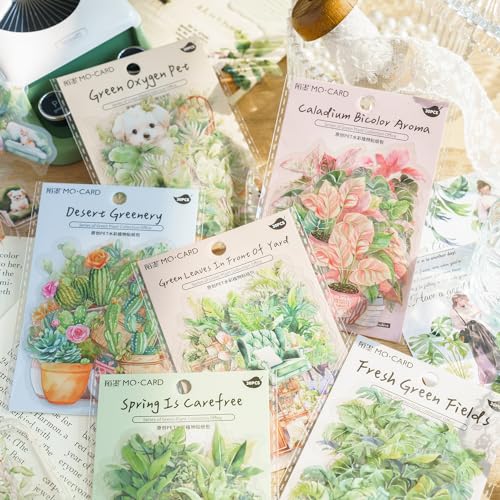 180pcs Scrapbooking Stickers Zubehör Set,Bullet Journal Zubehör Transparent Plants Journal Stickers Decorative Stickers for Scrapbook, Diary, Photo Album, Mobile Phone Case, Calendar, Notebook, von Ta Merry