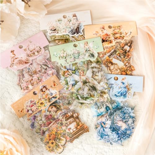 Scrapbooking Zubehör Stickers 180pcs Butterfly，Elf Sticker Aesthetic Vintage Design Adhesive Stickers for Bullet Journal Zubehör，Album Crafts, Calendar Planner, DIY Art (Girl Stickers) von Ta Merry