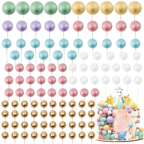 115 Stück Tortendeko Kugeln Cake Topper Roségold Kugeln Tortendeko Set Mini-Ballons Tortenaufleger Hochzeit Cake Topper für Hochzeit Babyparty Jubiläum Party Feier (Mehrfarbig) von Taasmoog