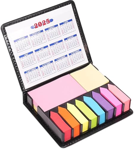 Taasmoog Haftnotizen Set, 2000 Stück Selbstklebende Haftnotizen, Bunte Klebezettel, Page Marker Sticky Notes Set, Notizblock Mit PU-Verpackungs Box für Büro, Schule oder Arbeit von Taasmoog