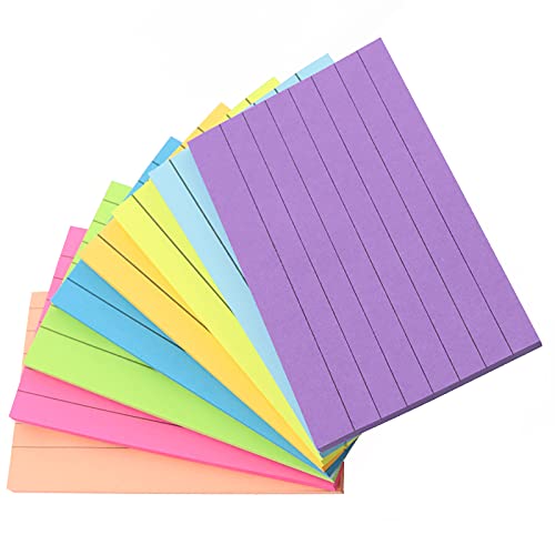 Haftnotizen Set, 400 Stück selbsthaftende Notizzettel mit Linien Page Marker Sticky Notes Set Farbenfrohe Haftnotizen in 8 Farben für Büro Schule oder Arbeit (76mm x 127mm) von Taasmoog