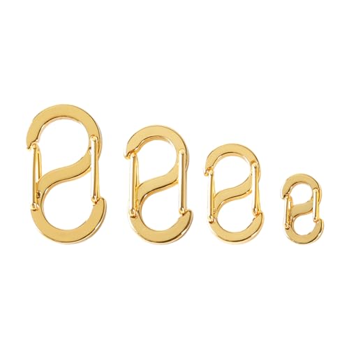 Tabanzhe Doppelöffnungs-Karabinerverschluss-Set, 8 Stück, Halskettenverschlüsse, Armbandverbinder, Kettenkürzer, DIY-Schmuckanhänger für Schmuckherstellung, Reparatur (Gold) von Tabanzhe