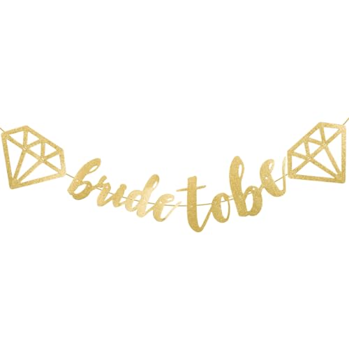 Tabanzhe Hochzeits-Junggesellinnenabschied-Banner – Feiern Sie die zukünftige Braut elegant mit Diamant-Girlande, Glitzer-Hängebanner für Hochzeit, Verlobung und Junggesellinnenabschied (Gold/Rosa) von Tabanzhe