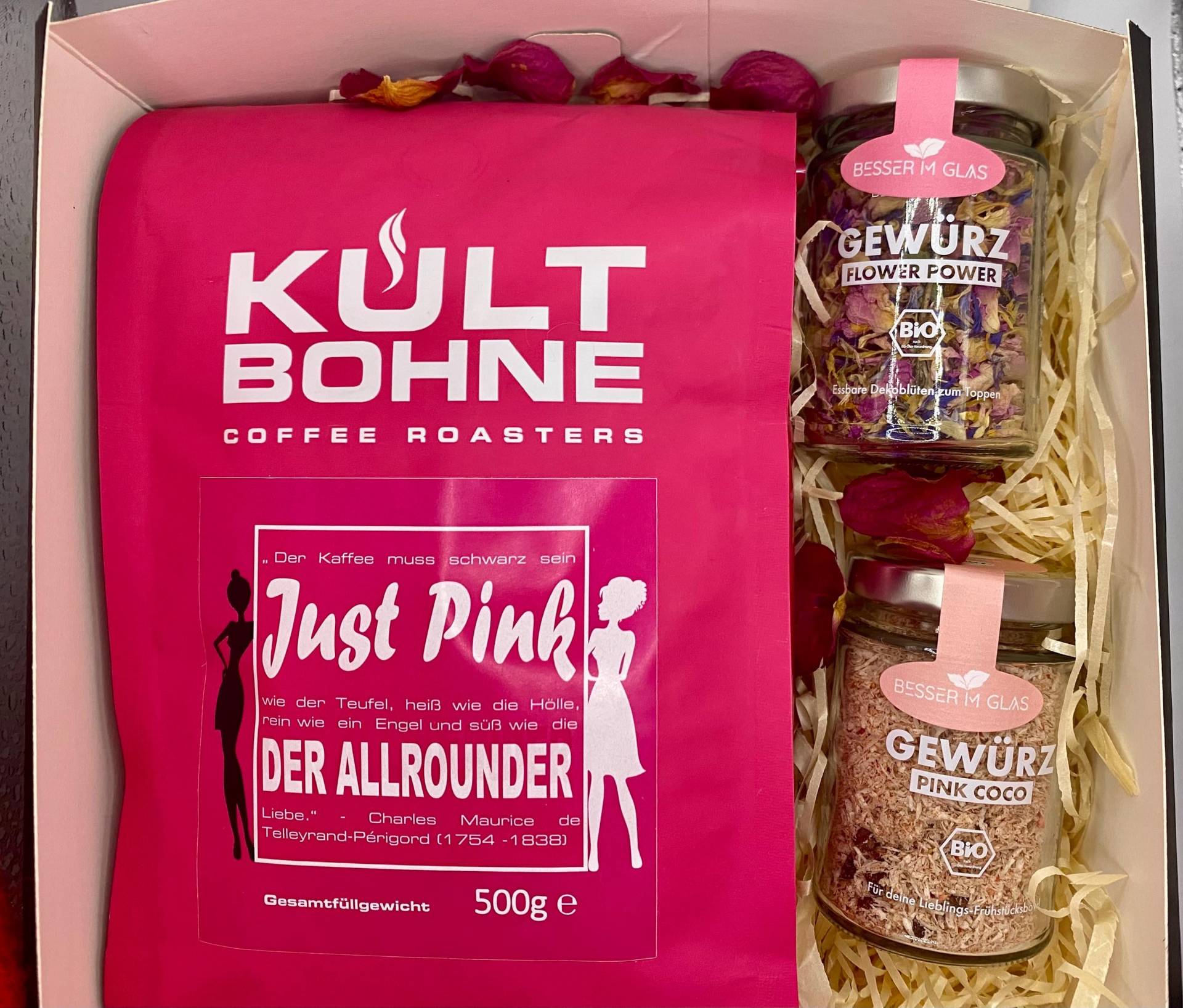 Kaffeegeschenk Just Pink Frauen | Wellness Geschenk Freundin Geschenkbox Beste Frühstücksgutschein Besser Im Glas Kultbohne von TabisCreativeWorld