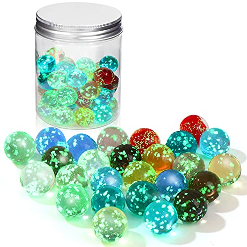 40 Stück Glasmurmeln Murmeln Kinder Murmelspiel Fluoreszierende Glasperlen DIY Runde Bunte Glasmurmeln Leichte Glaskugel-Murmeln Superhelle Perlen-Accessoires Fluoreszierende Aquariendekoratio von TableRe