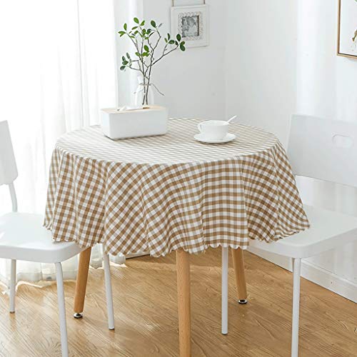 Tablecloth QIN Runde Tischdecken Modern Rot Und Weiß Kariert Waschbare Baumwollwäsche Auslaufsichere Tischdecken Für Runde Tische Drinnen Draußen Camping Picknick Kreistischdecke, 5 Farben von Tablecloth QIN