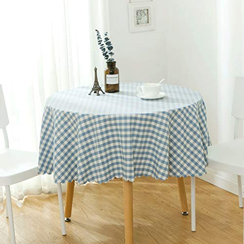 Tablecloth QIN Runde Tischdecken Modern Rot Und Weiß Kariert Waschbare Baumwollwäsche Auslaufsichere Tischdecken Für Runde Tische Drinnen Draußen Camping Picknick Kreistischdecke, 5 Farben von Tablecloth QIN