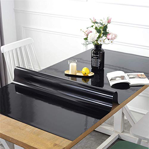 Rechteck Wasserdicht Kunststoff Tisch Protector, Dick Spritzwassergeschützte Vinyl Tischabdeckung Schwerlast-Essen Couchtisch Tuch Desktop-Matte-schwarz 70x120cm(28x47inch) von Tablecloth