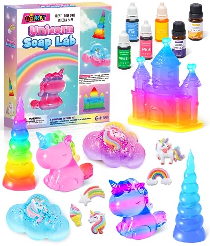 Einhorn Seife Selber Machen Kinder Experimente für Kinder 5 6 7 8 9 10+ Jahre mit Seifenbasis Farbstoff Einhorn Schloss Silikonform Kreativ Set für Kinder Einhorn Kindergeburtstag Weihnachts Geschenk von Tacobear