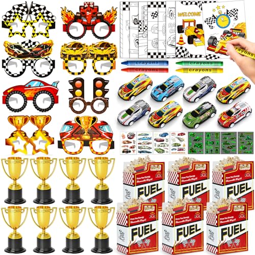 Rennparty Mitgebsel Kindergeburtstag Gastgeschenke Junge Malset Buntstifte Brillen Tattoo Sticker Auto Geschenktüten Rennen Party Zubehör Pinata Geburtstag Give Aways Mitbringsel Kindergeburtstag von Tacobear