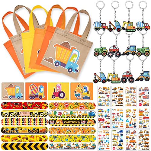 Tacobear Baustelle Mitgebsel Kindergeburtstag Give Aways Gastgeschenke mit Construction Party Geschenktüten Bagger Schlüsselanhänger Aufkleber Schnapparmband BAU Party Mitbringsel Pinata Füllung Junge von Tacobear