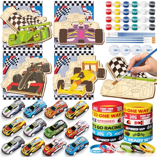 Tacobear Rennauto Mitgebsel Kindergeburtstag Gastgeschenke Spielzeugauto Aufziehautos Auto Holz Bastelset Kinder Silikon Armband Cars Schlüsselanhänger Auto Party Pinata Füllung Mcqueen Geburtstag von Tacobear