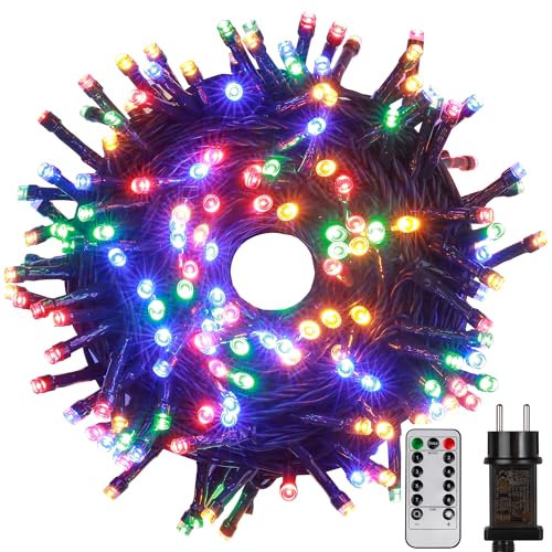 Tacobey LED Lichterkette Weihnachtsbaum Außen Innen mit Fernbedienung, 20M 200 LED Weihnachtsbeleuchtung Außen Strombetrieben, Timer, 8 Modi, Wasserdicht Weihnachten Deko Lichterkette Bunt von Tacobey