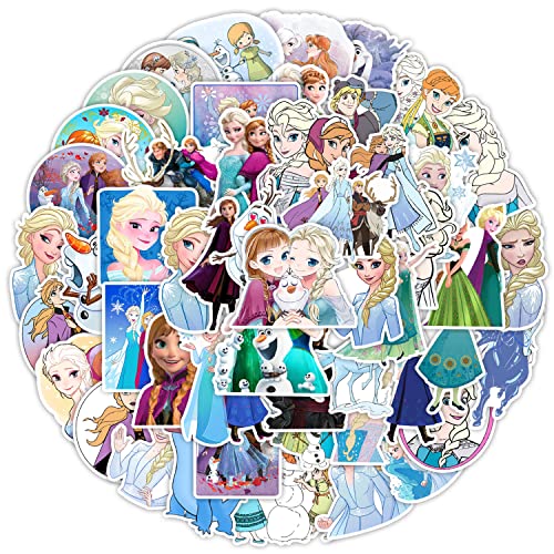 50 Stück Dis_ney Frozen Aufkleber Niedliche Vinyl Sticker für Wasserflaschen, Tumbler, Gepäck, Skateboard, Stoßstange, Sammelalbum, Becher, Aufkleber, Geschenk für Kinder, Teenager, Erwachsene von Tacomexi