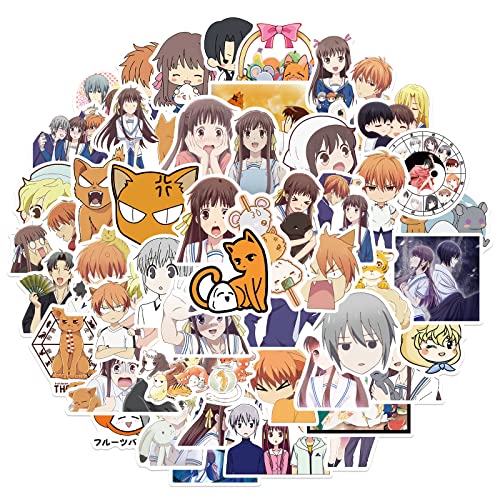 Anime Fruits Basket Sticker Pack 50pcs, Vinyl Anime Sticker Decals für Wasserflaschen Laptop Skateboard Notebook, Geschenk für Erwachsene Kinder Teens von Tacomexi