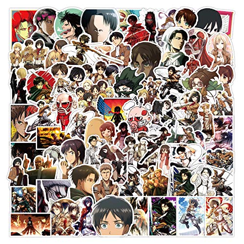 Attack on Titan Sticker Pack 100pcs, Vinyl Anime Sticker Decals für Wasserflaschen Laptop Skateboard Notebook, Geschenk für Erwachsene Kinder Teens von Tacomexi