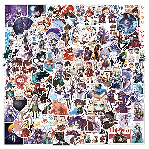 Genshin Impact Sticker Pack 100pcs, Vinyl Anime Sticker Decals für Wasserflaschen Laptop Skateboard Notebook, Geschenk für Erwachsene Kinder Teens von Tacomexi