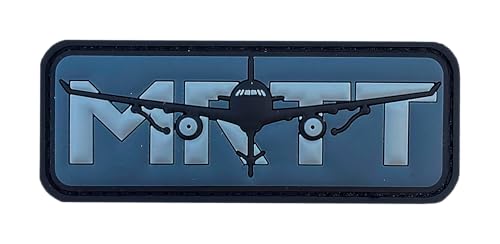 A330 MRTT Gummi-Patch, Militärflugzeug, 9 cm, schwarz und grau, für taktische Rucksäcke von Tacro