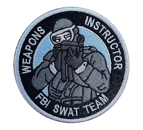 FBI SWAT Team Instructor Aufnäher bestickt, 9 cm, Schwarz und Blau, taktisches Militär-Design von Tacro