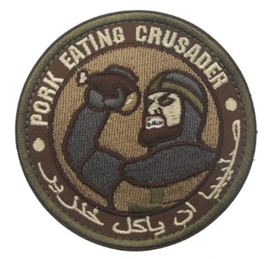 Aufnäher mit Aufschrift "Pork Eating Crusader" aus Stoff, bestickt, taktische Aufkleber für Kleidung, mit Klettverschluss von Tactical Embroidered Patch