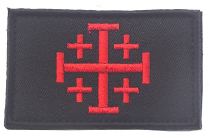 Tempelritter Jerusalemkreuz Militäraufnäher, Stoff, bestickt, Abzeichen, taktische Aufkleber für Kleidung, mit Klettverschluss von Tactical Embroidered Patch