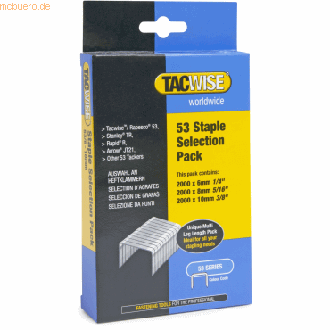 Tacwise Heftklammern Multipack 53 verzinkt 53/6, 53/8, 53/10 VE=je 200 von Tacwise