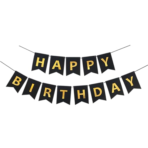 Tadipri Happy Birthday Banner, schwarzes Gold, Banner, Happy Birthday, schwarzes Gold, Design der Persönlichkeit, Dekoration für Tisch, Party, Party, Geburtstag, Zeremonie von Tadipri