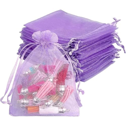 Tadipri Organzasäckchen Geschenk Schmuckbeutel [7x9cm 50 Stück] Klein Organza Säckchen Zum Befüllen Organzabeutel Hochzeit Beutel Geschenkbeutel Schmuck Säckli Für Hochzeitsbevorzugung, Lila von Tadipri