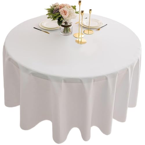 Runde Tischdecke 90 Zoll, wasserdichtes weißes runde Tischdecke, waschbarer Tischtuch runde Abdeckung für Dining Wedding Party Bankett Tabletop Dekor von Tadoiooy