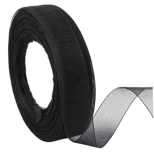 Sheer Ribbon 1 Roll 150 Fuß lang 1 Zoll breites Netzband Minimalistische schwarze Band Cuttable DIY-freundliches dekoratives Band für Blumenstrauß, Geschenkverpackung von Tadoiooy