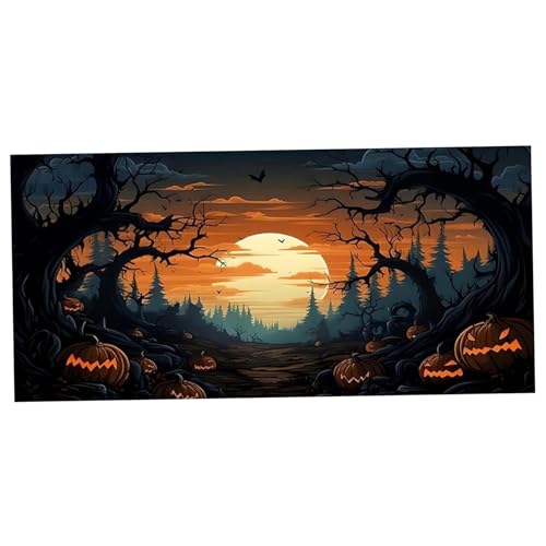 Tadoiooy Halloween-Garagentorabdeckung, 16 x 7 Fuß Fledermauskürbis-Halloween-Garagentordekoration, hängendes Halloween-Garagentorbanner mit Seil für den Außen- und Innenhofwandhintergrund von Tadoiooy