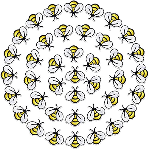 TagIo 60 STÜCKE Biene Gestickte AufnäHer, SüßE Gestickten Applikationen Dekoration NäHaufnäHer für Kleidung DIY AufnäHer von TagIo