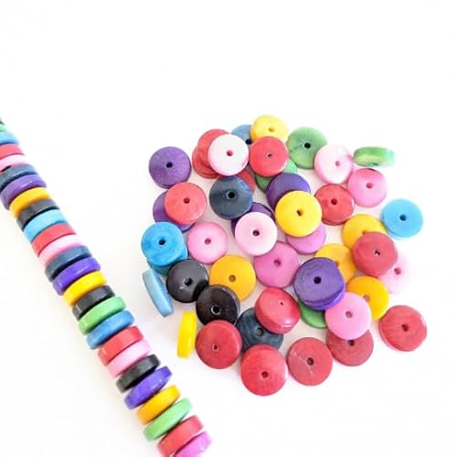 Tagua-Nuss-Rondelle-Perlen, gemischte Farben, 12 mm, Packung mit 20 Perlen von Tagua Beads